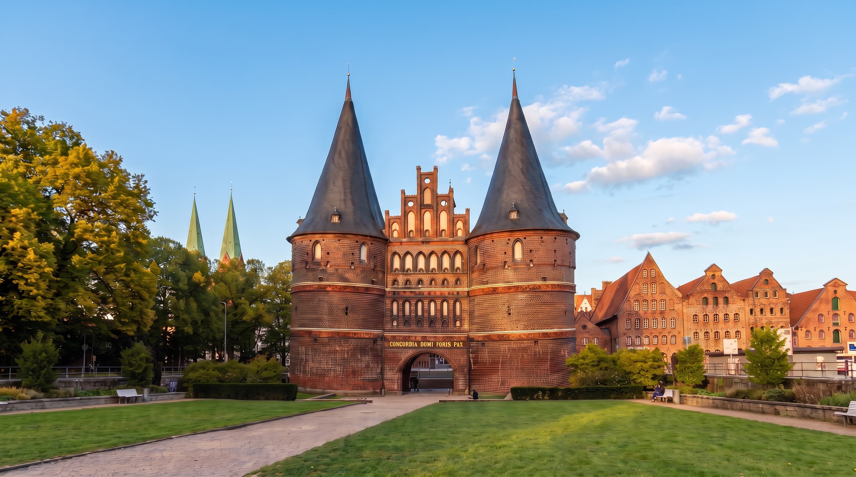 Lübecker Altstadt mit Holstentor — eine Stunde von Gut Nehmten
